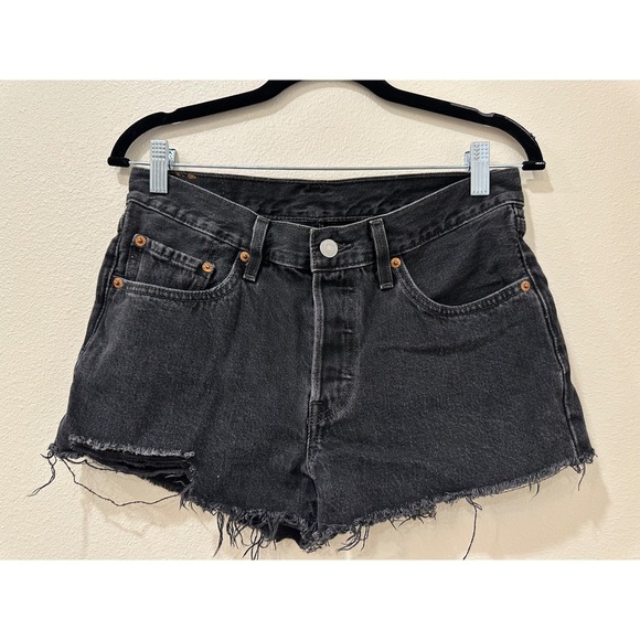Levi's Pants - Levis 501 Original Cutoff Denim Shorts Black High Waisted Button Fly Size 27